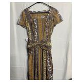 VINTAGE BROWN GRAY AND WHITE COTTON DRESS WITH
