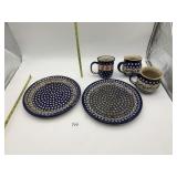 BOLESLAWIEC HAND MADE IN POLAND PLATES AND MUGS
