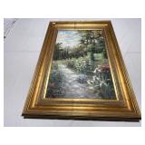 WALK THRU THE GARDEN, ON CANVAS,  SIGNED BY VERA