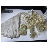 LACEY TREE SKIRT, GOLD BOWS, RIBBON, ETC.