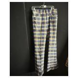 GLEN OAKS VINTAGE SLACKS BLUE CUFFED PLAID PANTS