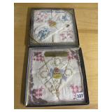 TWO HANDKERCHIEFS FULL SIZE AND JEWELRY CROSS IN