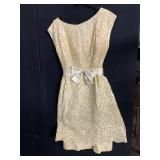 IVORY LACE DRESS WITH LONG GLOVES 18 INCH ACROSS