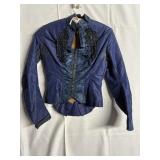 VICTORIAN -BLUE SATIN/BEADED 2 PC. W/ FULL SKIRT