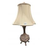 METAL BASE FOOTED LAMP WITH FRUIT DESIGN SCALLOP