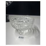 GLASS ETCHED 3 LEG CANDY DISH NO LID