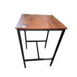 METAL BASE SIDE TABLE W/ WOOD TOP