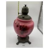 HAND PAINTED VICTORIAN OIL LAMP PIN W/ FLOWER