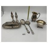 SILVER PLATE SERVING PIECES, SALT/PEPPER, ETC.