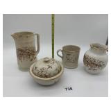 IRONSTONE PITCHER, WASTEWATER, COVERED DISH, MUG