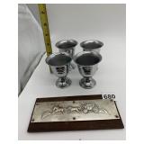 WOOD PLAQUE WITH HORSE AND CARRIAGE SCENE