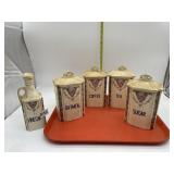 GREFT CZECHOSLOVAKIA CANISTER SET AND VINEGAR