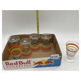 6 STRIPED FOOTED JUICE GLASSES