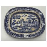 19TH CENTURY BLUE WILLOW PLATTER 12.5" D