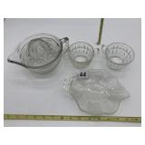 GLASS JUICER, 2 PUNCH CUPS,