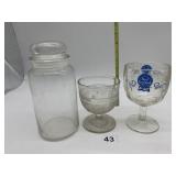 PABST BLUE RIBBON GLASS, GLASS JAR ETC.