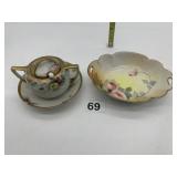 NIPPON HAND PAINTED DISH SEE CHIP ON EDGE OF