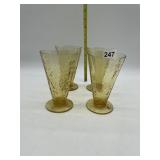 4 DEPRESSION GLASS CUPS
