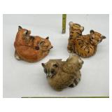 RACCOON FOX AND TIGER POTTERY FIGURES