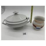 SERVING TUREEN AND CUP HAS BROKEN HANDLE