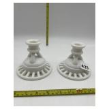 MILK GLASS CANDLE HOLDERS