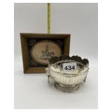 LION HEAD METAL VASE WITH FLOWER FROG AND FRAMED