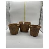 THREE WOVEN BASKETS TWO WITH LINERS