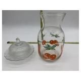 CHERRY DESIGN PITCHER AND COVERED BUTTER DISH