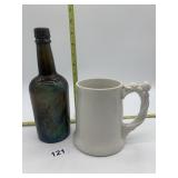 JPL FRANCE MUG AND VINTAGE BOTTLE W/ SWIRL ON