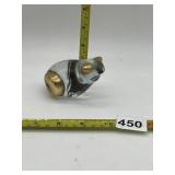 GLASS FROG PAPERWEIGHT WITH GOLD PAINTED DETAIL