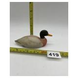 SIGNED MILK GLASS HAND PAINTED DUCK FIGURINE