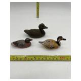 BRASS, WOOD, PLASTIC DUCK FIGURINES