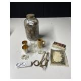 SHOT GLASSES, CORK CAPS, ETC.