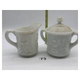 IMPERIAL MILK GLASS CREAMER SUGAR