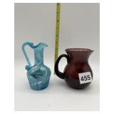 2 SMALL BLOWN GLASS CREAMERS