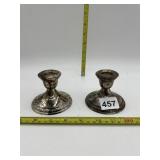PAIR OF CROWN STERLING SILVER WEIGHTED BASE
