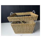 WOVEN WICKER & METAL BASKET 14" H X 17.5" W