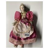 DOLL 15" PORCELAIN FACE, CLOTH BODY