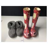 COACH RAIN BOOTS 7M, OVERLAND SLIPPERS