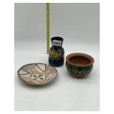 BRUSH MCCOY POTTERY VASE, PAUBLE N. MEXICO DISH,