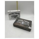 TWO WOOD CIGAR BOXES MARK TWAIN