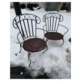 2 OUTDOORS IRON FRAME CHAIRS