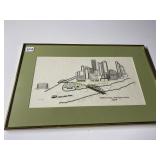 FRAMED NEEDLE POINT PITTSBURGH 22 X 14