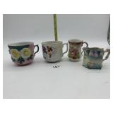 DETAILED DECORATED GERMAN MUGS 4 PC.