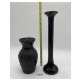 DAISY LEAF - SMITH GLASS VASE, BLACK GLASS BUD