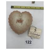 FENTON HEART DISH W/ ORIGINAL LABEL HAND PAINTED