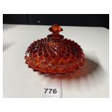 WESTMORELAND HOBNAIL RED GLASS CANDY DISH