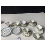 CUPS AND SAUCERS INCLUDING WEDGEWOOD ENGLAND ,