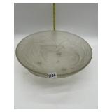 SATIN GLASS BIRD MOTIF FOOTED CENTERPIECE BOWL