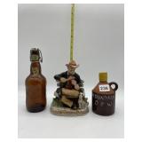 MOUNTAIN DEW JUG ANTIQUE BOTTLE AND FIGURE